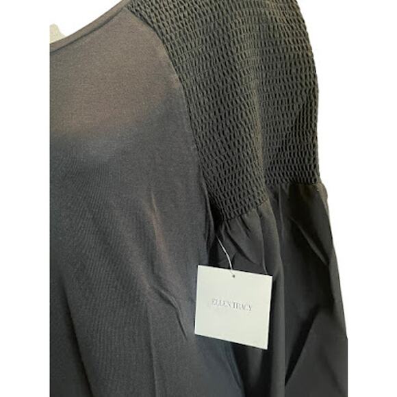 Ellen Tracy Black Long Sleeve, Mixed Media Top Size Medium NWT - Picture 6 of 6